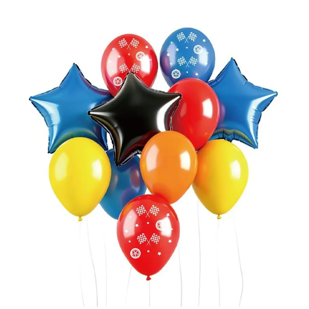 Set de globos decorativos carrera 12 unidades