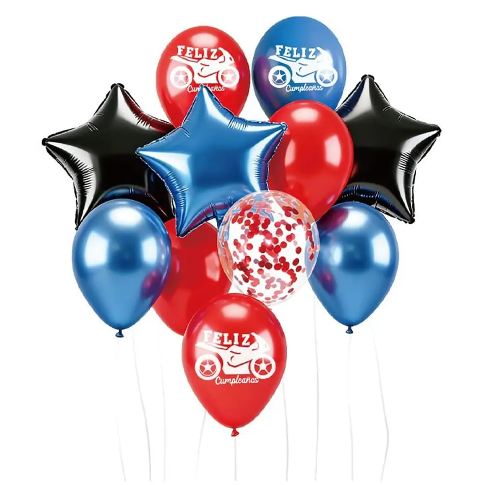 Set de globos decorativos moto 12 unidades