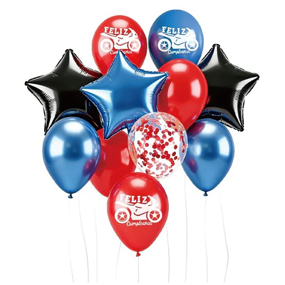 Set de globos decorativos moto 12 unidades