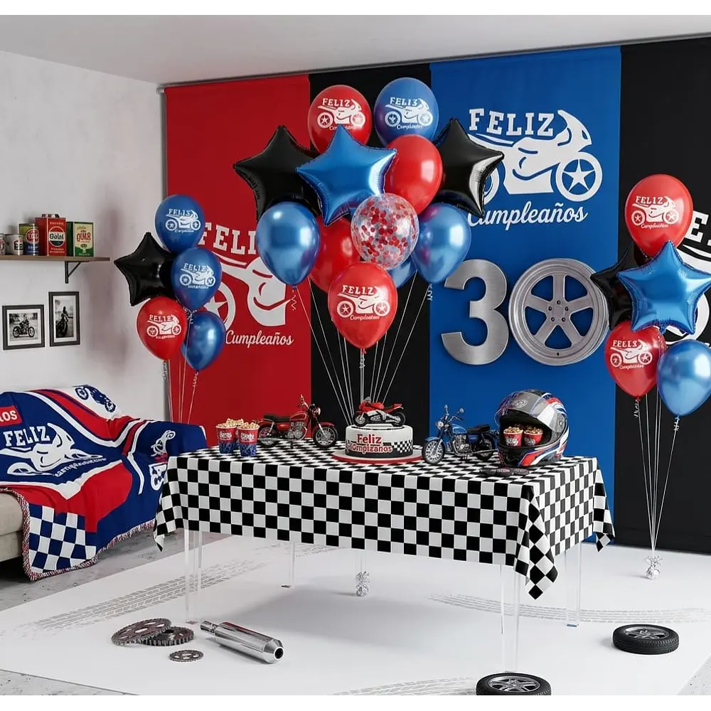 Set de globos decorativos moto 12 unidades