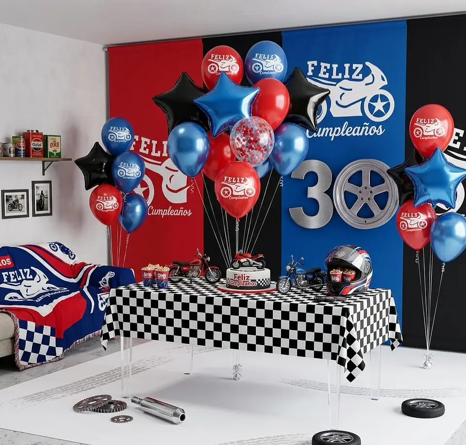 Set de globos decorativos moto 12 unidades 2