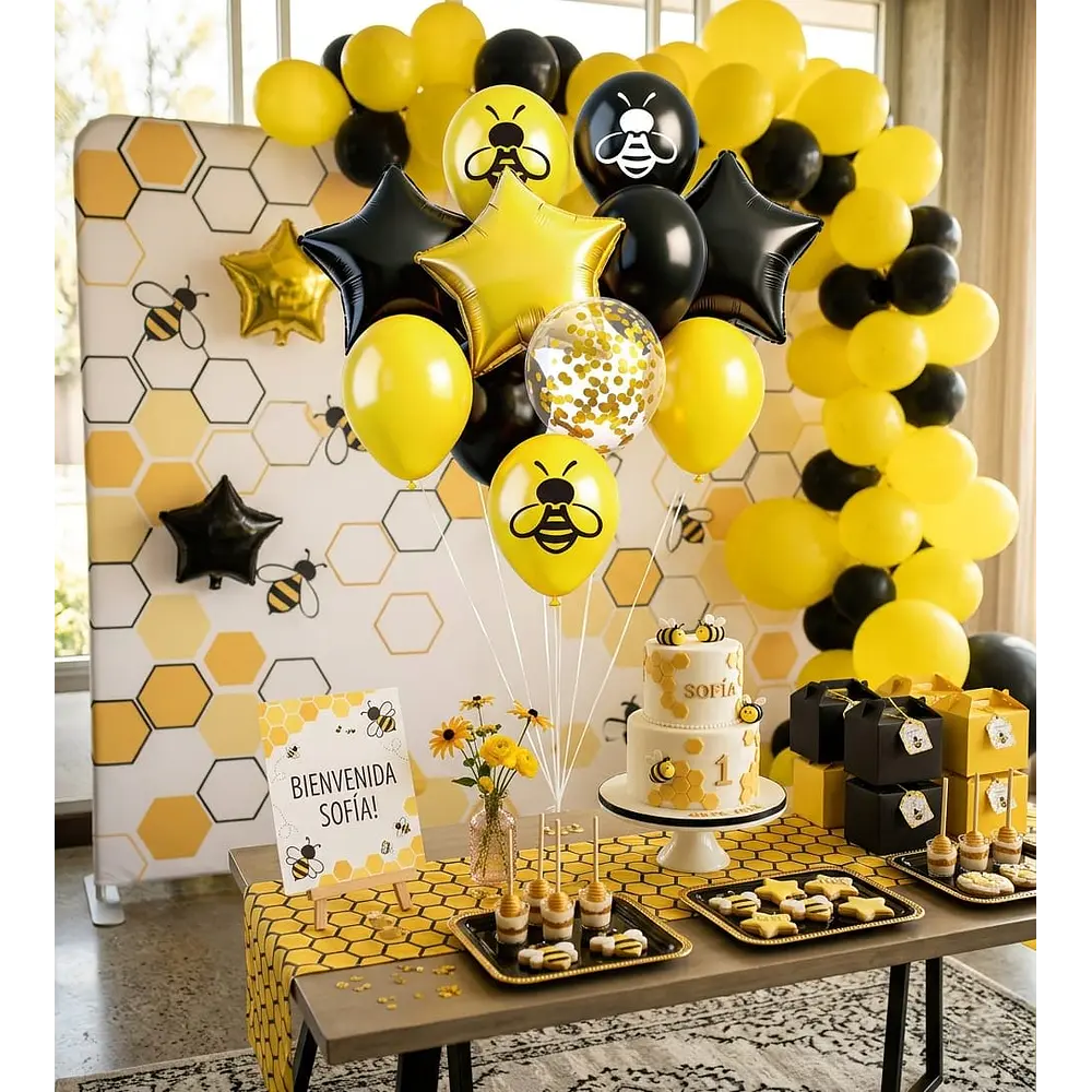 Set de globos decorativos abejita 12 unidades 