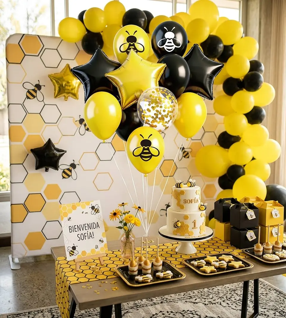Set de globos decorativos abejita 12 unidades  2