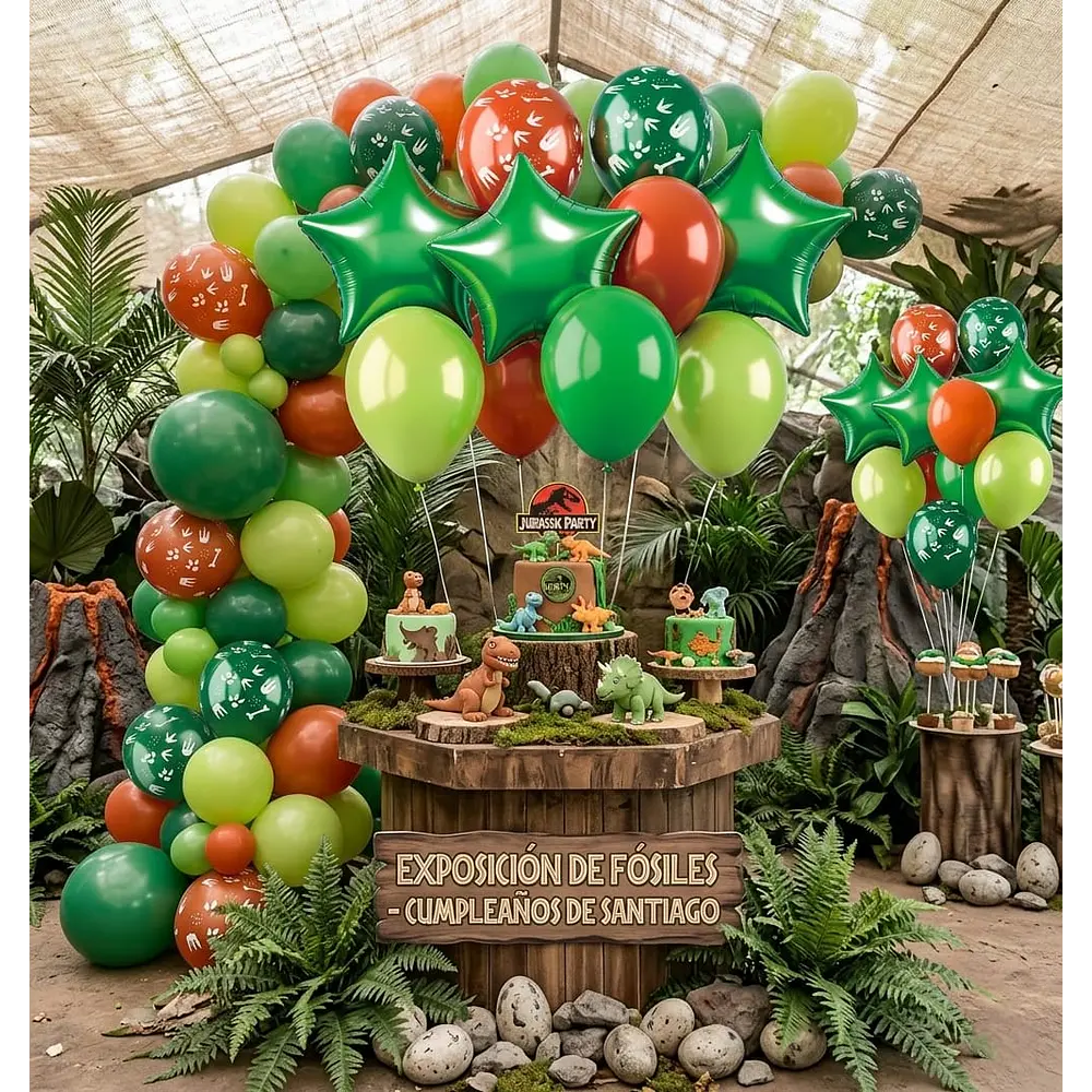 Set de globos decorativos Dinosaurio 12 unidades