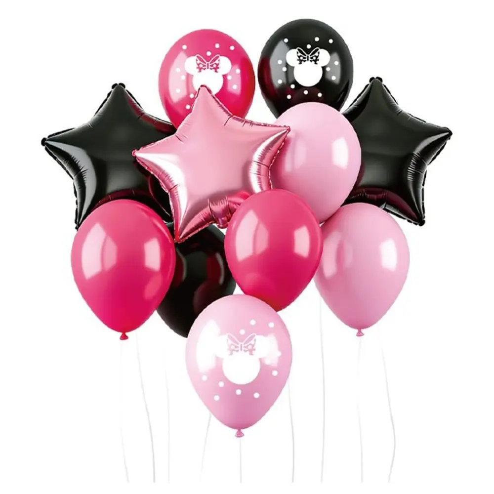 Set de globos decorativos minnie mouse 12 unidades