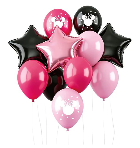 Set de globos decorativos minnie mouse 12 unidades