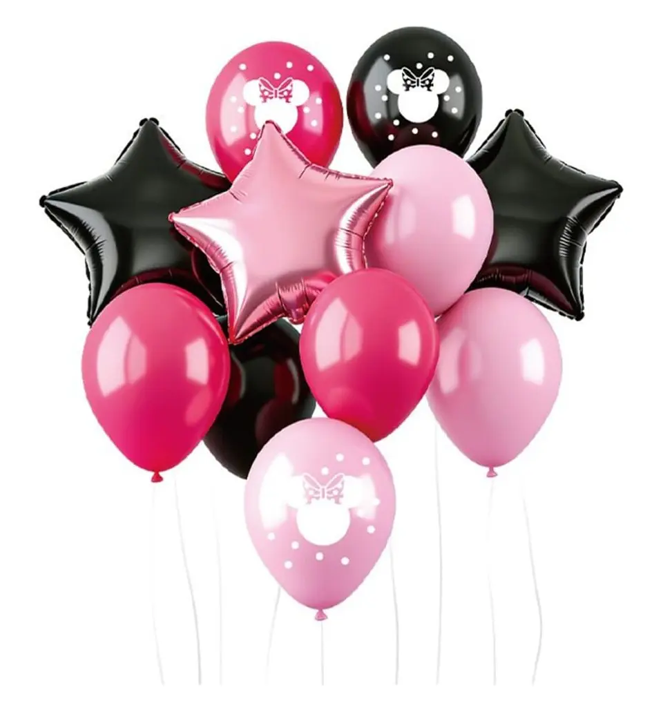 Set de globos decorativos minnie mouse 12 unidades 1