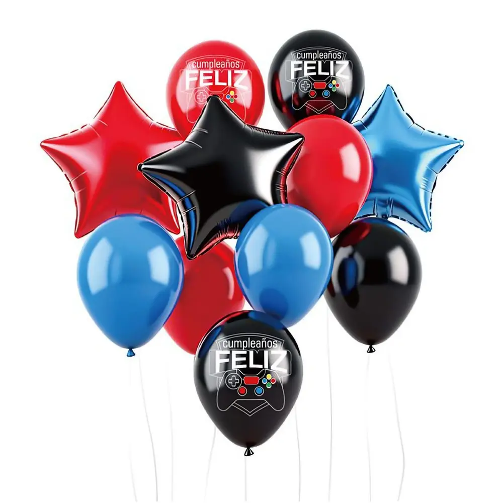 Set de globos decorativos video juegos 12 unidades