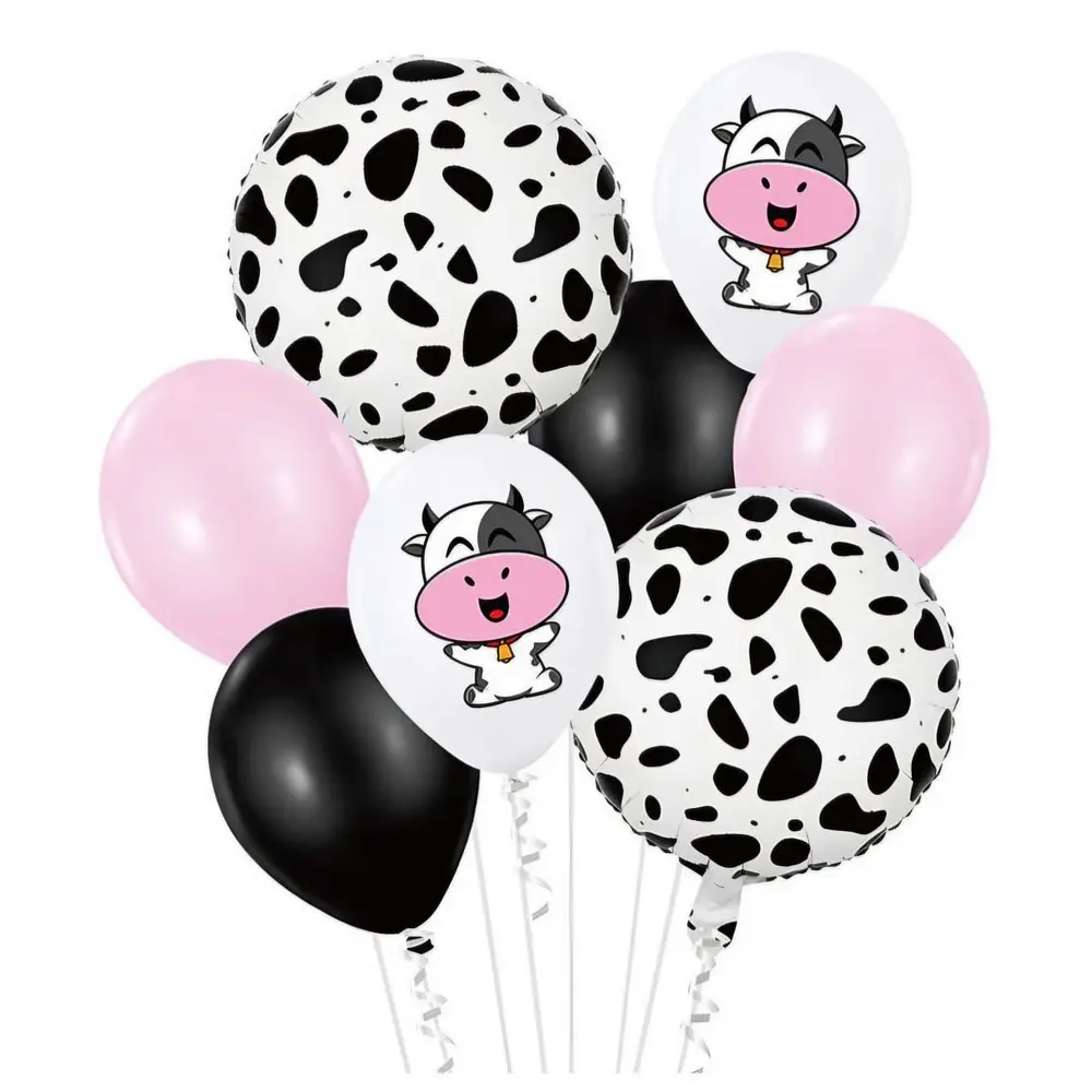 Set de globos decorativos vaca 8 unidades