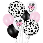 Set de globos decorativos vaca 8 unidades