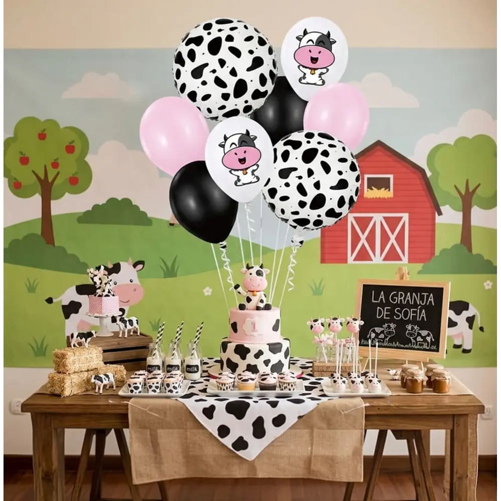 Set de globos decorativos vaca 8 unidades