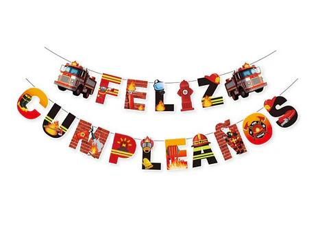 Guirnalda feliz cumpleaños Bomberos