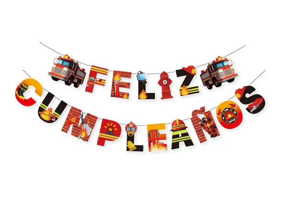 Guirnalda feliz cumpleaños Bomberos 1