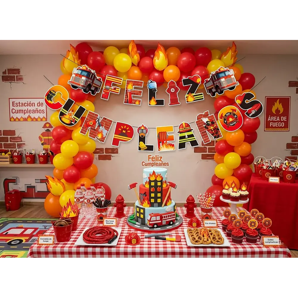 Guirnalda feliz cumpleaños Bomberos