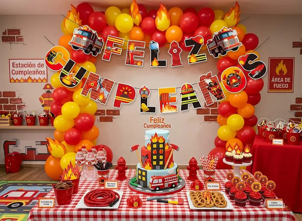 Guirnalda feliz cumpleaños Bomberos 2