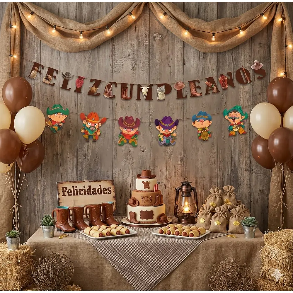 Guirnalda feliz cumpleaños vaqueros