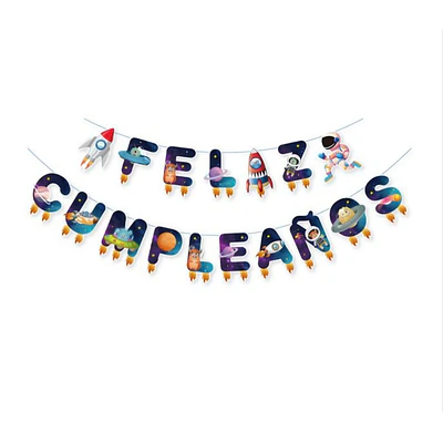 Guirnalda feliz cumpleaños astronautas