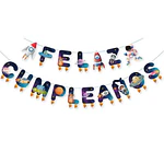 Guirnalda feliz cumpleaños astronautas