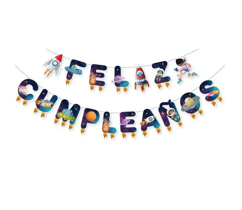 Guirnalda feliz cumpleaños astronautas 1