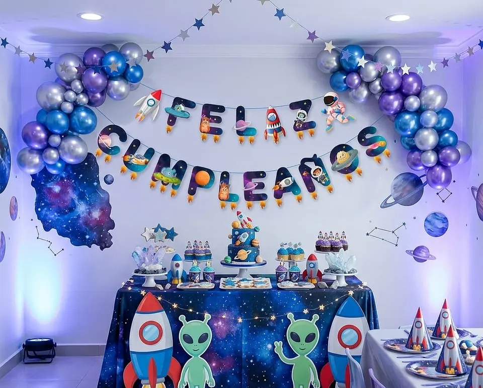 Guirnalda feliz cumpleaños astronautas 2
