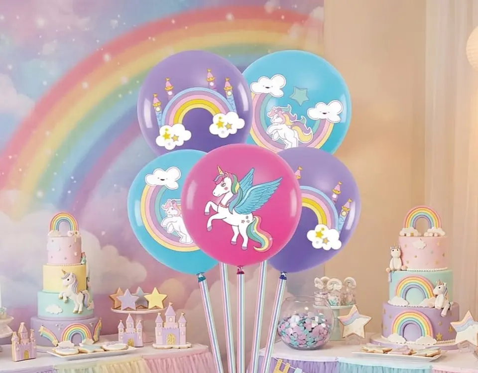 Set de globos unicornio 5 unidades 2