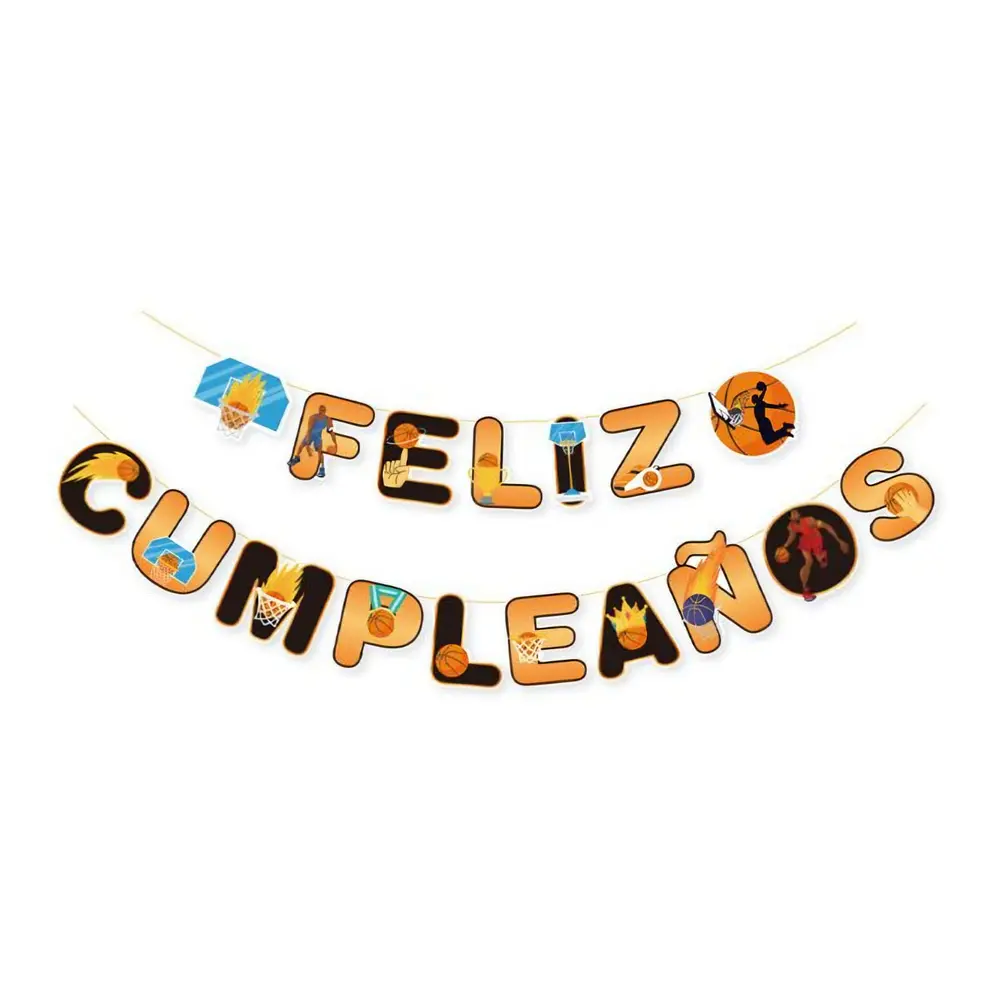 Guirnalda feliz cumpleaños basquetbol