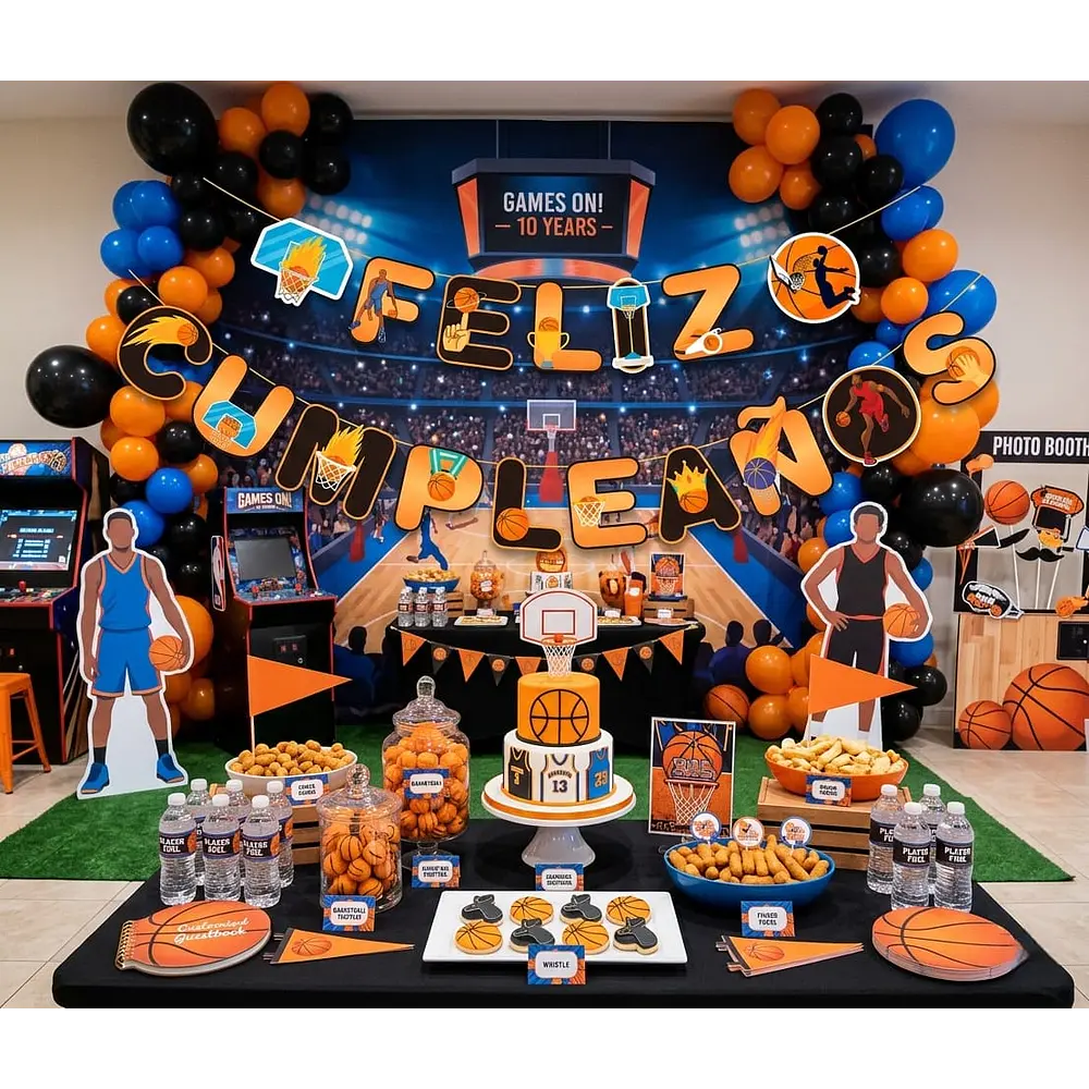 Guirnalda feliz cumpleaños basquetbol
