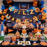 Guirnalda feliz cumpleaños basquetbol