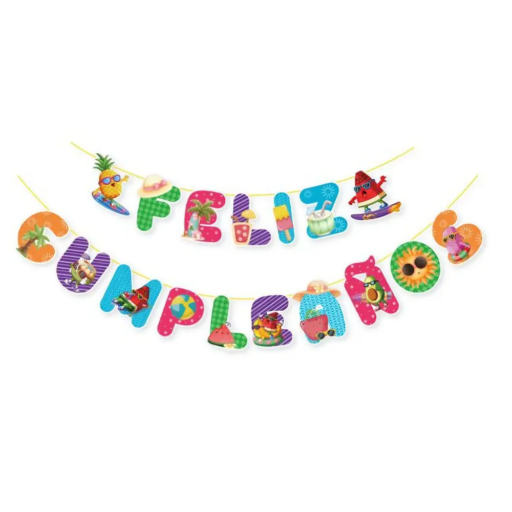 Guirnalda feliz cumpleaños frutas