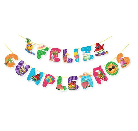 Guirnalda feliz cumpleaños frutas