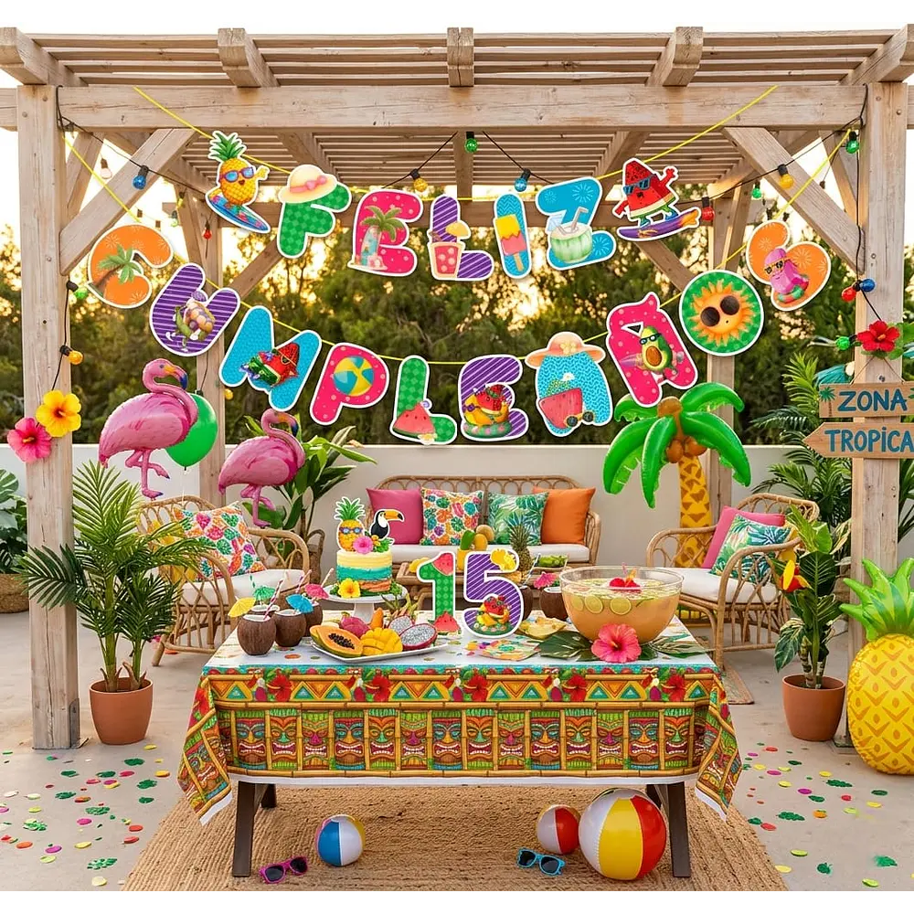 Guirnalda feliz cumpleaños frutas