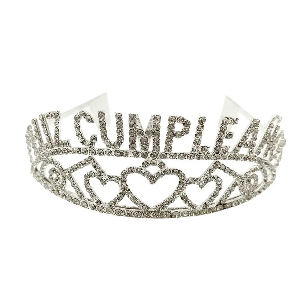 Corona metálica brillante feliz cumpleaños 