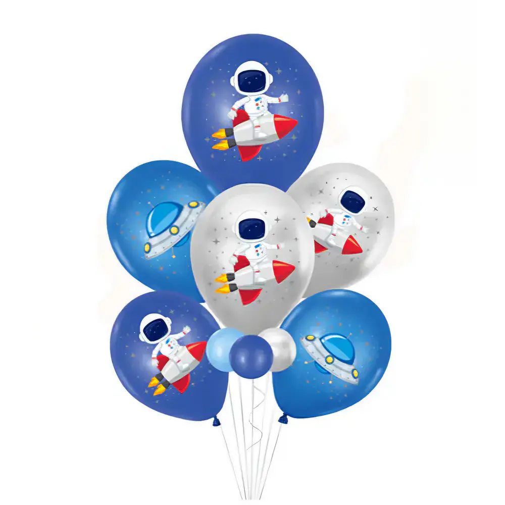 Globos látex astronauta 12 unidades 