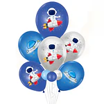 Globos látex astronauta 12 unidades 