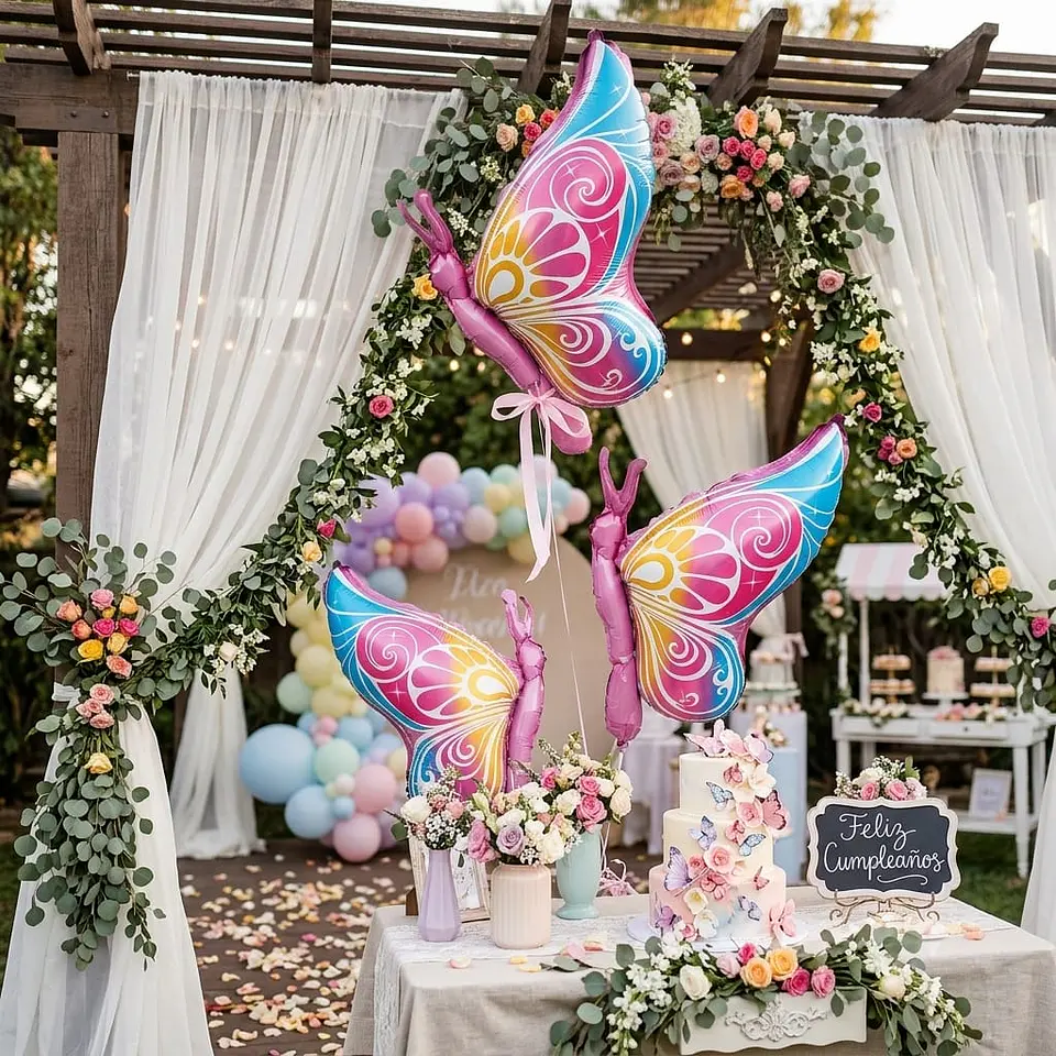Globos metálicos mariposa 3 unidades 29 cm 2