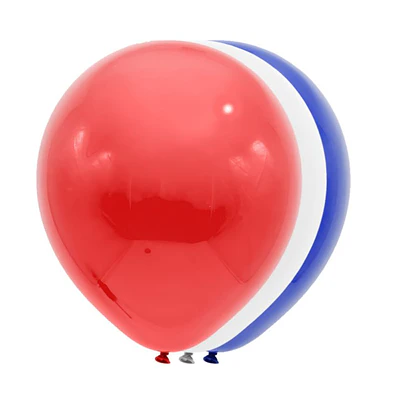 Globo látex azul,rojo,blanco 50 unidades