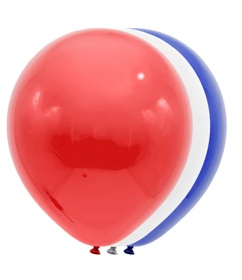 Globo látex azul,rojo,blanco 50 unidades