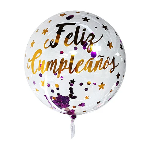 Globo burbuja confetti feliz cumpleaños