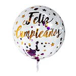 Globo burbuja confetti feliz cumpleaños