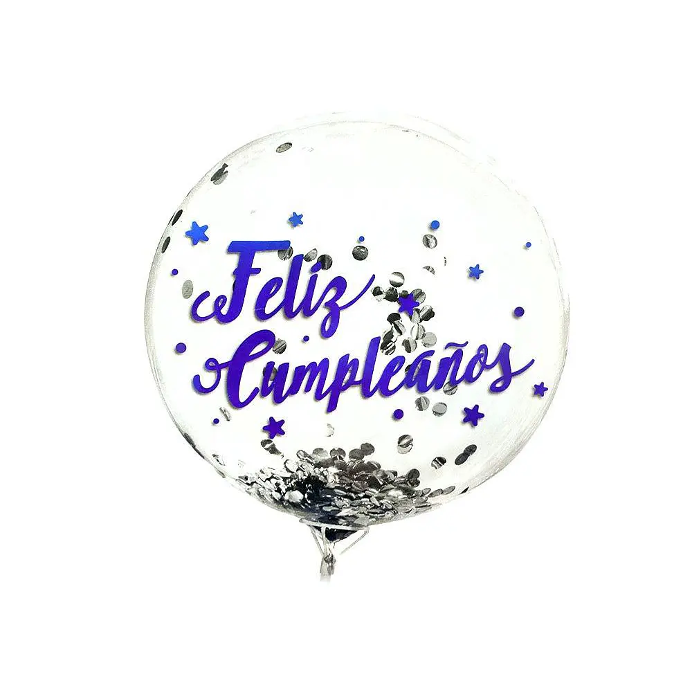 Globo burbuja confetti feliz cumpleaños