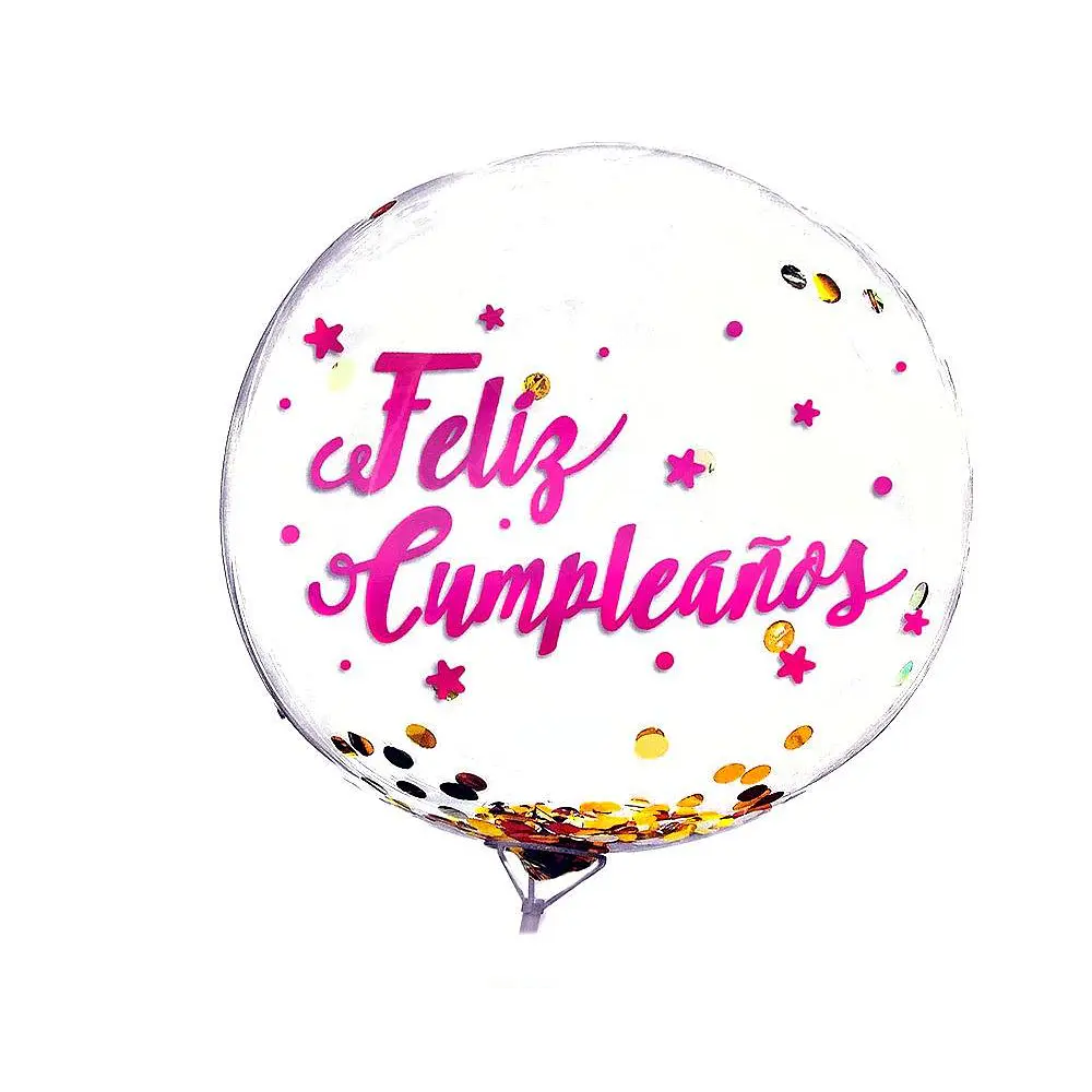 Globo burbuja confetti feliz cumpleaños