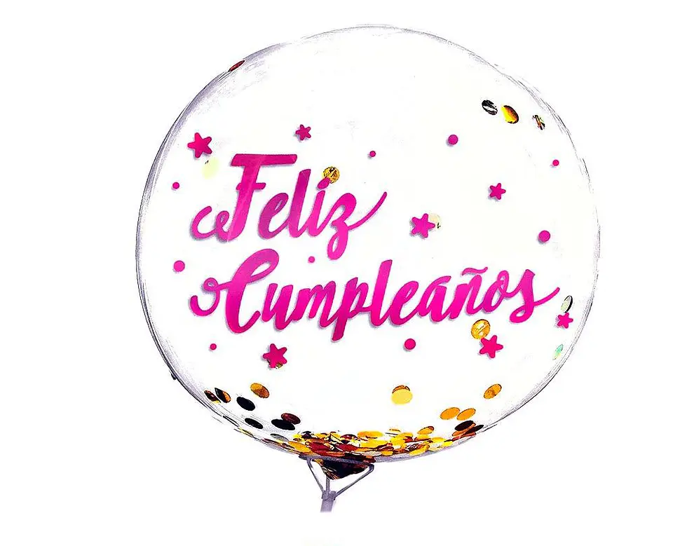 Globo burbuja confetti feliz cumpleaños 2