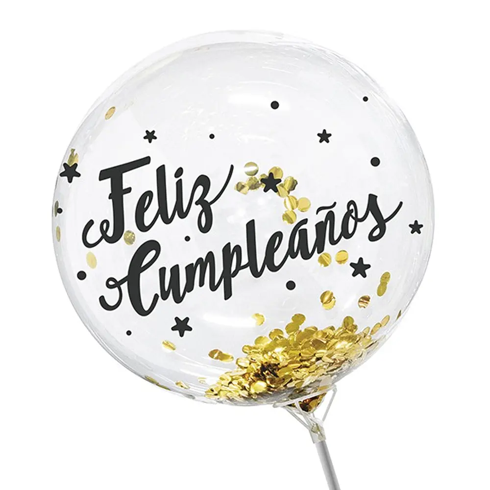 Globo burbuja confetti feliz cumpleaños