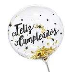 Globo burbuja confetti feliz cumpleaños