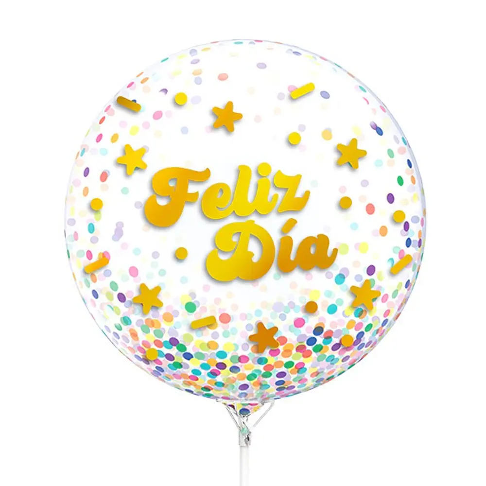 Globo burbuja confetti feliz dia