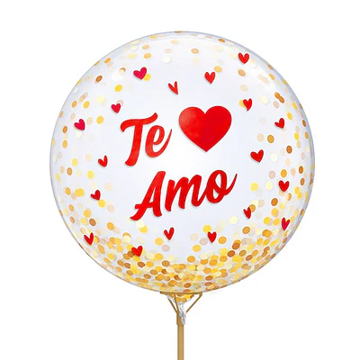 Globo burbuja confetti te amo rojo