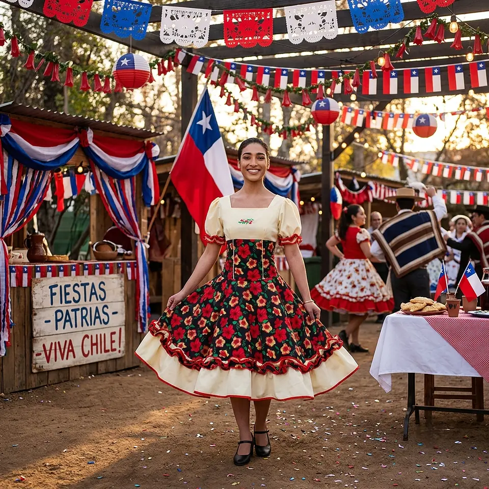 Vestido Huasa chinita floreado  2