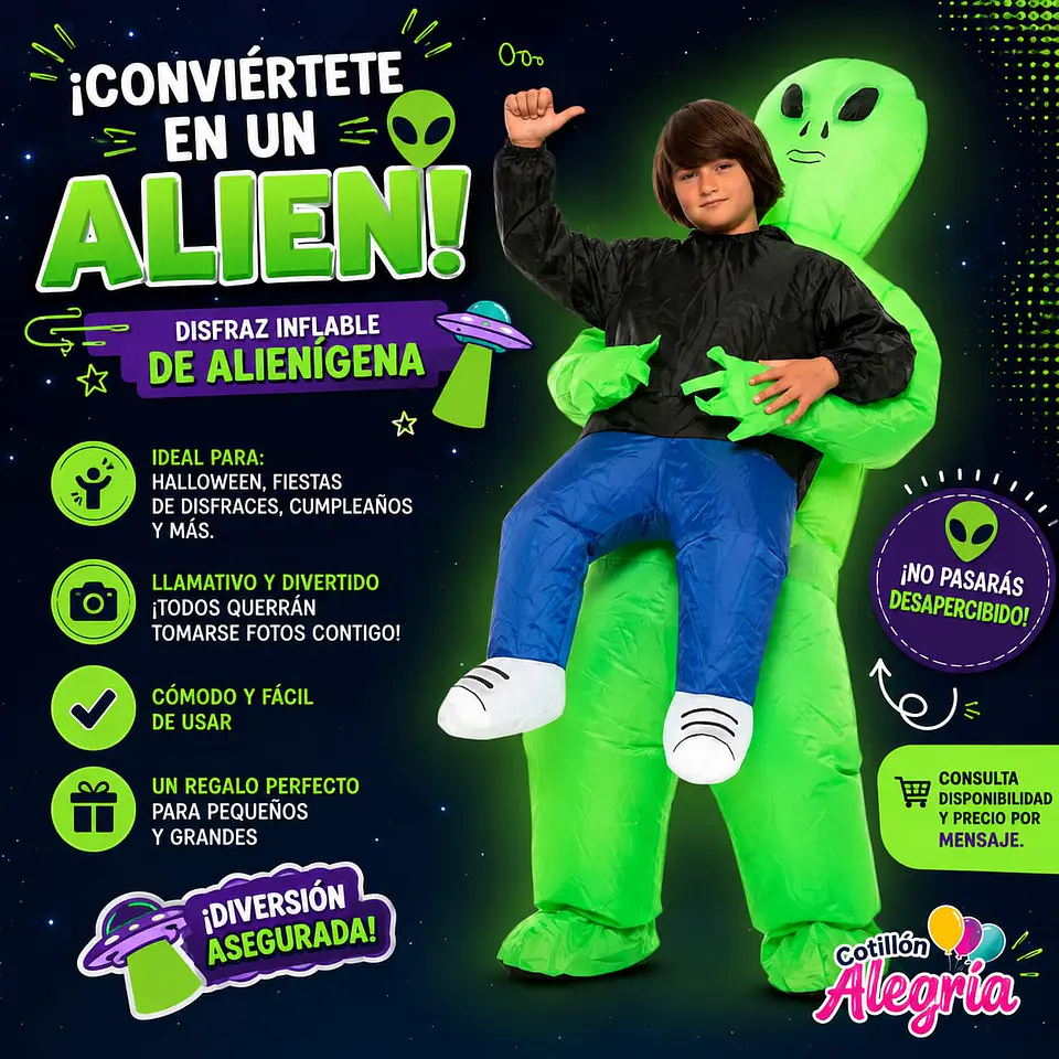 Disfraz inflable alien infantil 4