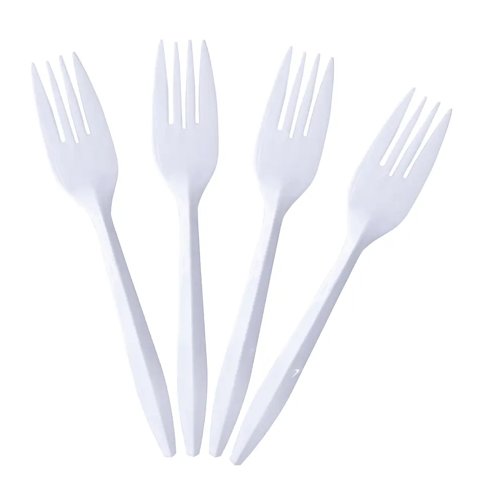 Tenedor plástico blanco 100 unidades 1