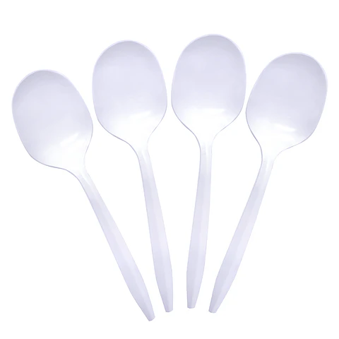 Cuchara plástico blanco 100 unidades
